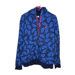 Nike Essentials All Over Print Logo Hoodie Pullover DD4847-410 Men Size: Large
